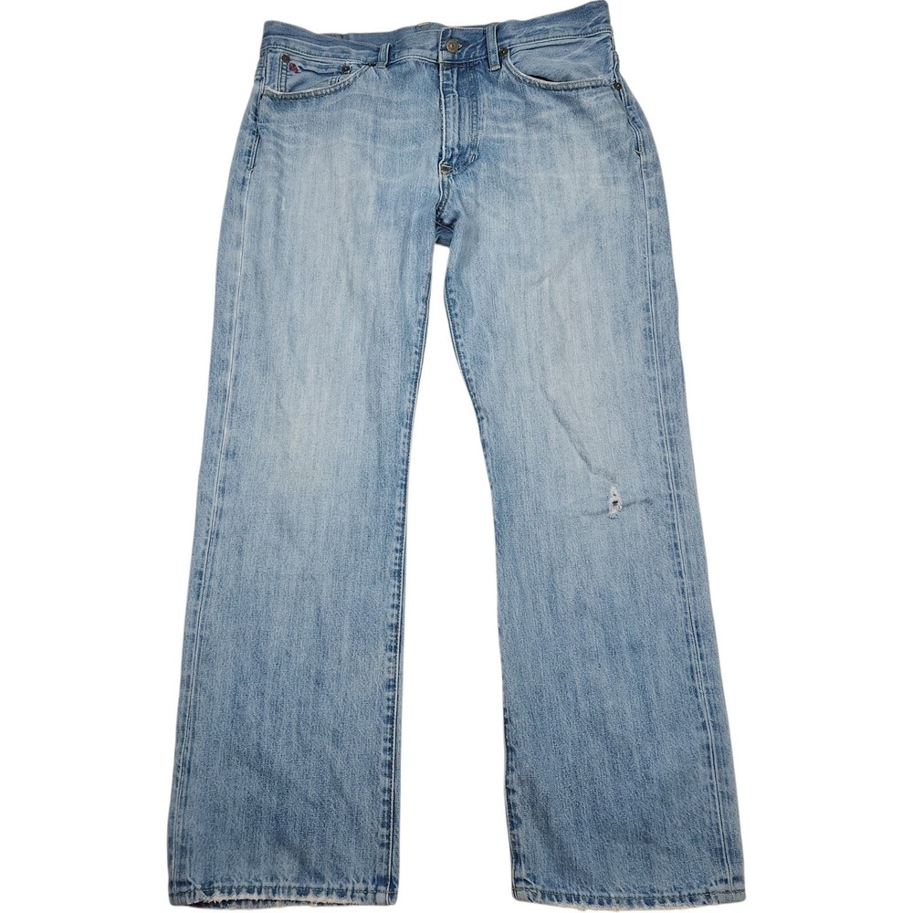 Polo Ralph Lauren Jeans 34x30 Light Wash Vintage 67 Distressed Straight Leg